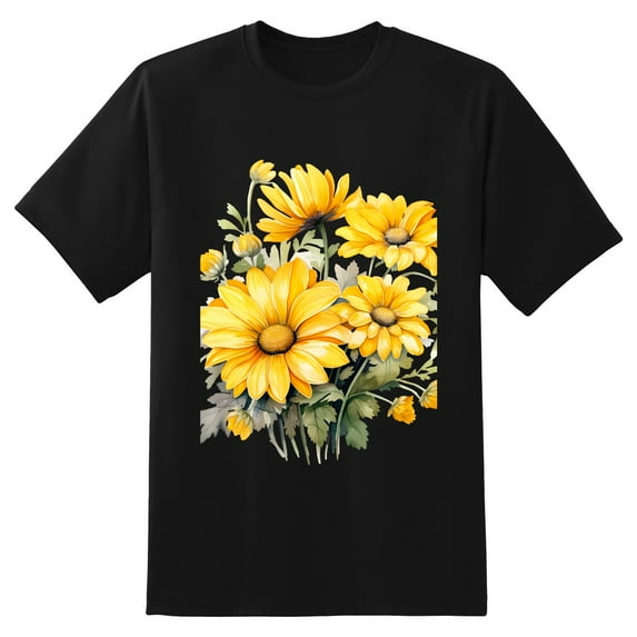 Large Tops For Men GraphicFlowers (4) Printed Tees Summer Everyday Short-Sleeved T Shirts Black or White XS-5XL