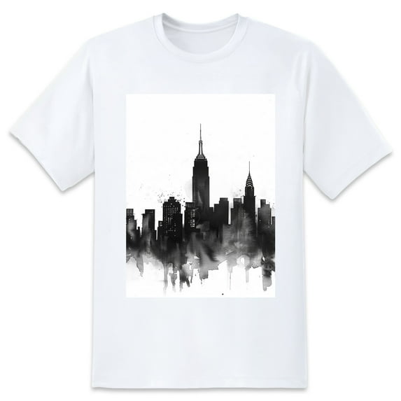 Large Tops For Men GraphicWatercolor Drawing New York (3) Printed Tees Summer Everyday Short-Sleeved T Shirts Black or White XS-5XL