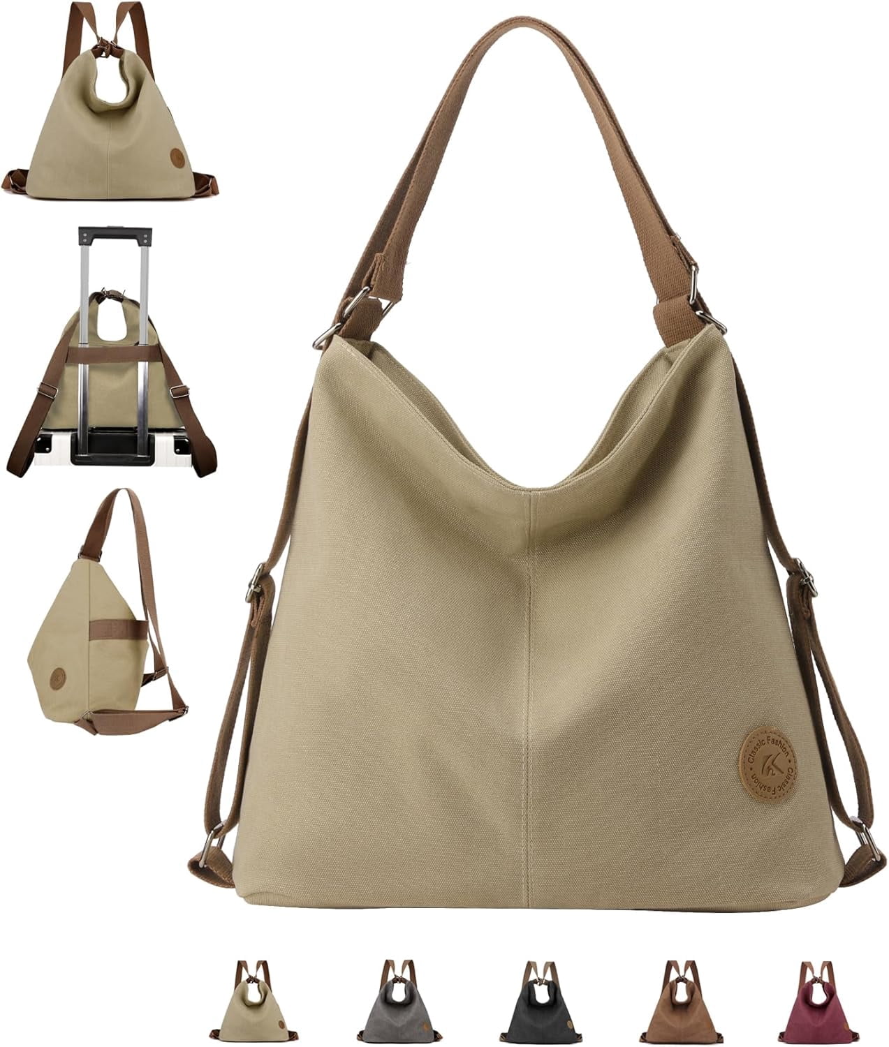 Arkefi Canvas Hobo Crossbody Bag - Large Messenger Tote For Women & Men, 14.17x12.99x5.11" - View #2