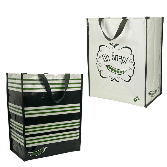 Large Tote Bag Eco Friendly Shopping Reusable Foldable Webbed Handles Water Resistant 2 Pack Exultimate