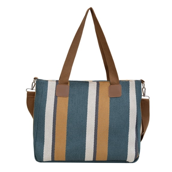 Large Tote Bag Fashionable Canvas Striped Handbag 36x30x11cm Shoulder Women Bag Practical and Versatile Trendy Black Tote Bag for Women