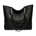 thumbnail image 1 of Large Tote Bag Vegan Leather Casual Zipper Work Bag Weekender Hobo for Women Oversize Shoulder Travel Purse, 1 of 6