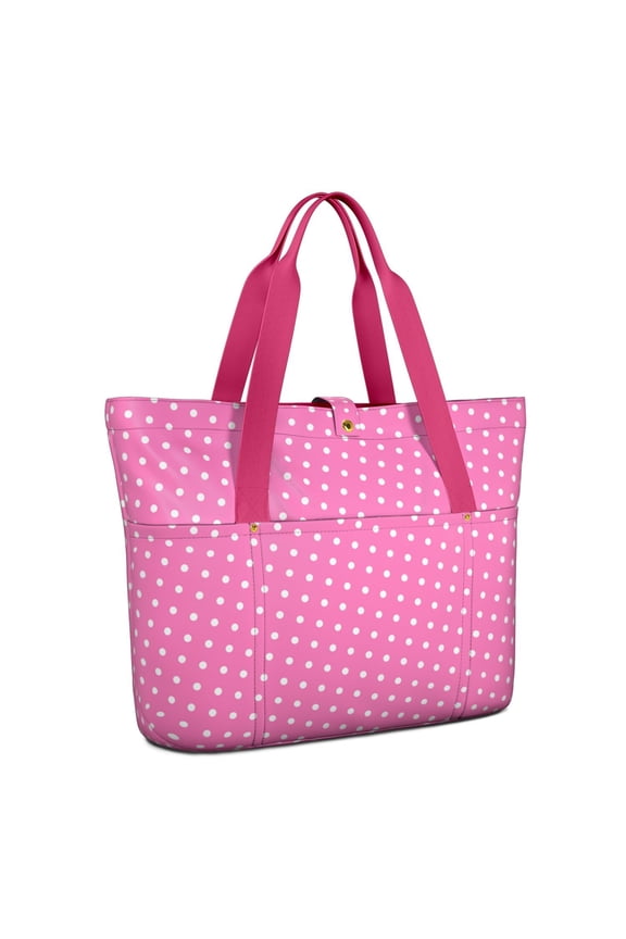 Large Tote Bag for Women, Polka Dot Shoulder Handbag with Water Resistant Material, Multiple Exterior Pockets and SBS Zipper Closure, Practical Work Bag for Office, Commute, Travel and Everyday Carry