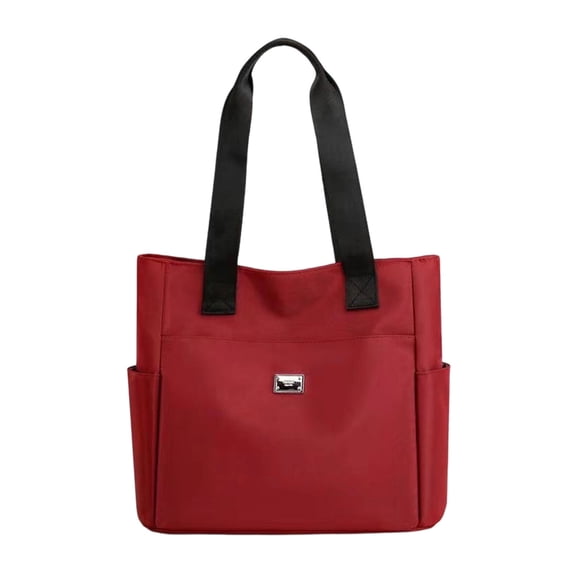 Large Tote Bag for Women Nylon Waterproof Shoulder Handbag with Zippered Compartment and A4 Folder Capacity