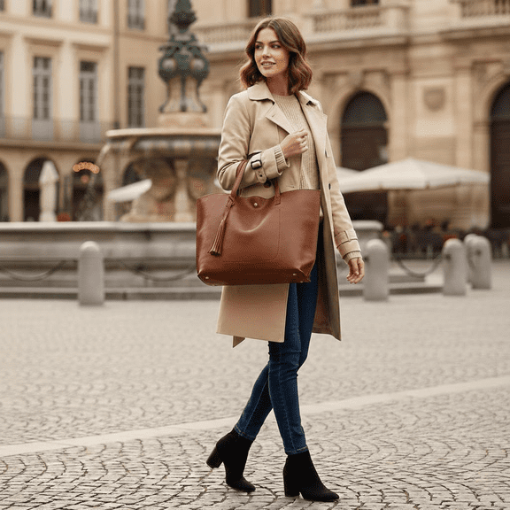 Large Tote Bag for Women, Soft PU Leather Shoulder Handbag, Minimalist Crossbody Bags for Women