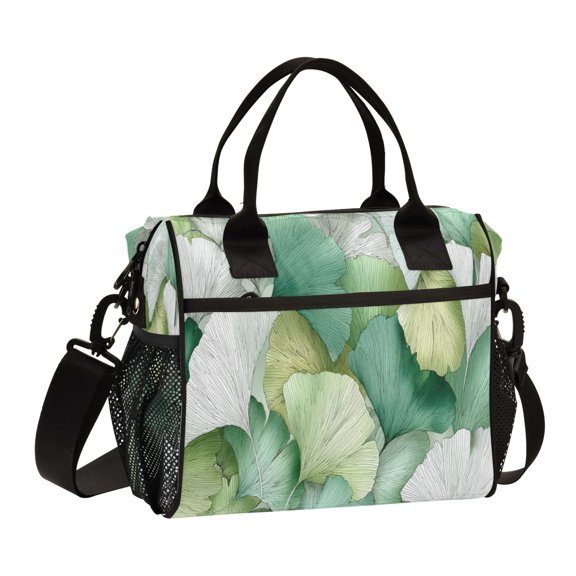 Large Tote Lunch Bag - Multi-Compartment Waterproof Portable Thermal Food Bag for Commute Office & Picnic Outings Ginkgo Leaves