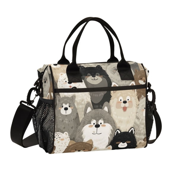 Large Tote Lunch Bag, Multi-Compartment Waterproof Thermal Food Bag for Commute Office & Picnic Outings Cute Fluffy Fur Family