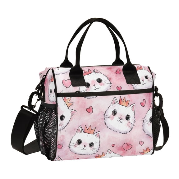 Large Tote Lunch Bag, Multi-Compartment Waterproof Thermal Food Bag for Commute Office & Picnic Outings Happy Crown Kitty