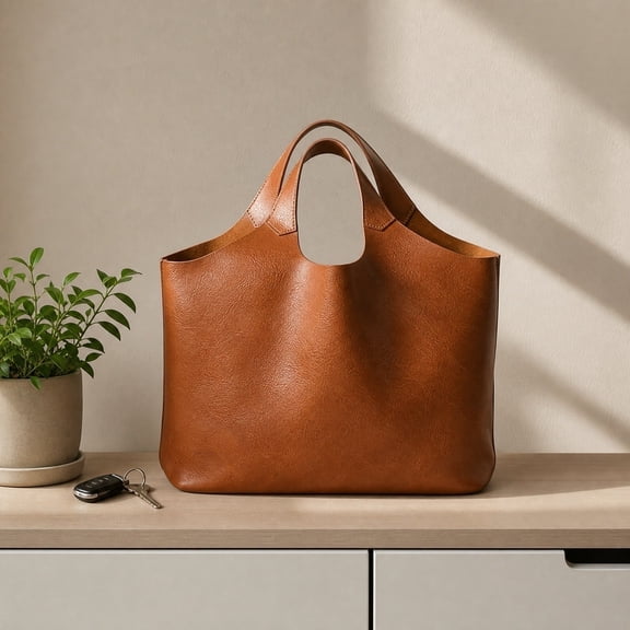 Large Tote Pouch For Women Polyurethane Leather Shoulder Handbag Extra Large Capacity Purse Work Travel Shopper Pouch For Everyday Use