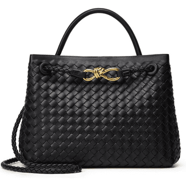 Large Tote Purse Woven Bag for Women Crossbody Handbag: Vegan Leather Small Tote Purse - Bowknot Satchel