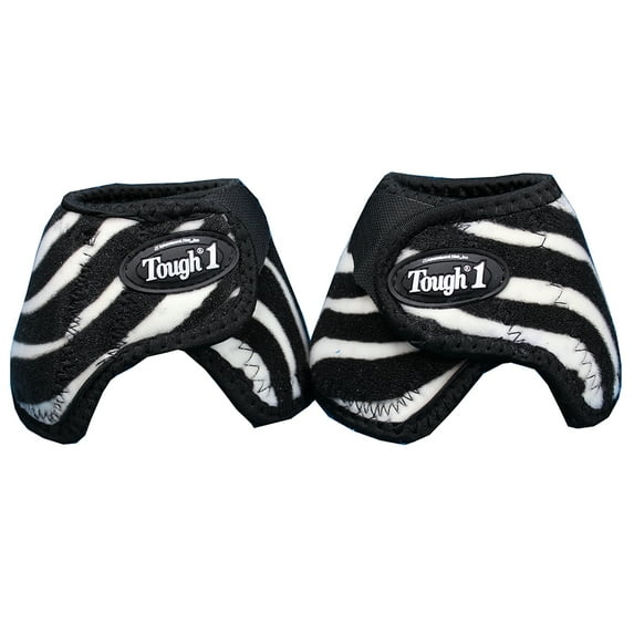 Large Tough-1 Western Horse Extreme No Turn Vented Bell Boots Zebra Print