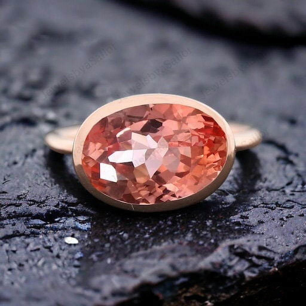 Large Tourmaline Gemstone Engagement Ring Stacking Bridal Women