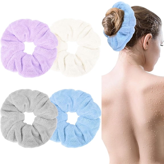 Large Towel Microfiber Drying Soft Scrunchies Thick Scrunchies Fuzzy Scrunchy Ponytail Holder for Hair Light Bobbles Ropes Wet and Dry Hair Accessories (Chic Colors)