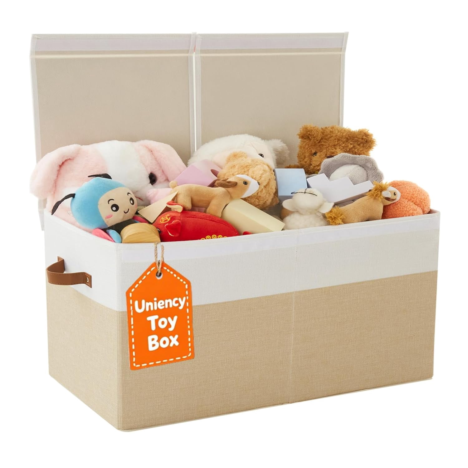 Large Toy Box,83L Foldable Sturdy Toy Storage with Lid,25"x13"x16" Kids Storage Organizer,Toy Chest for Boys&Girls, for Living Room,Nursery,Bedroom,Playroom,Large Capacity Toybox(Beige)