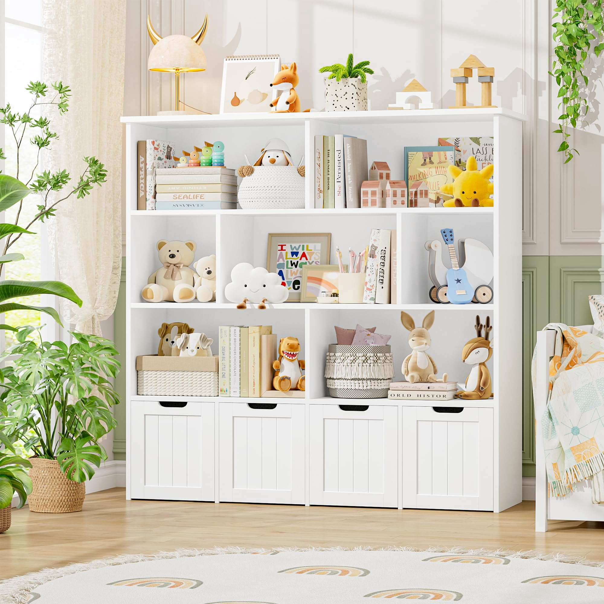 Large Toy Organizer and Storage with 4 Drawers 7 Cubby Spaces,Room ...