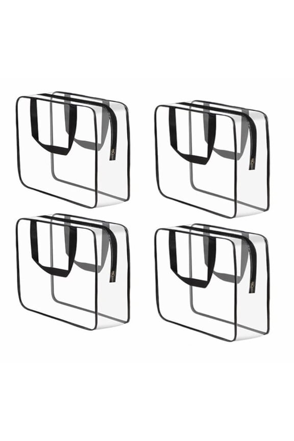 Large Toy Storage Bags,4 Pack Clear Pvc Zipper Bags,Waterproof Toiletry Bags,Portable Travel Luggage Pouch,Makeup Organizer Bags