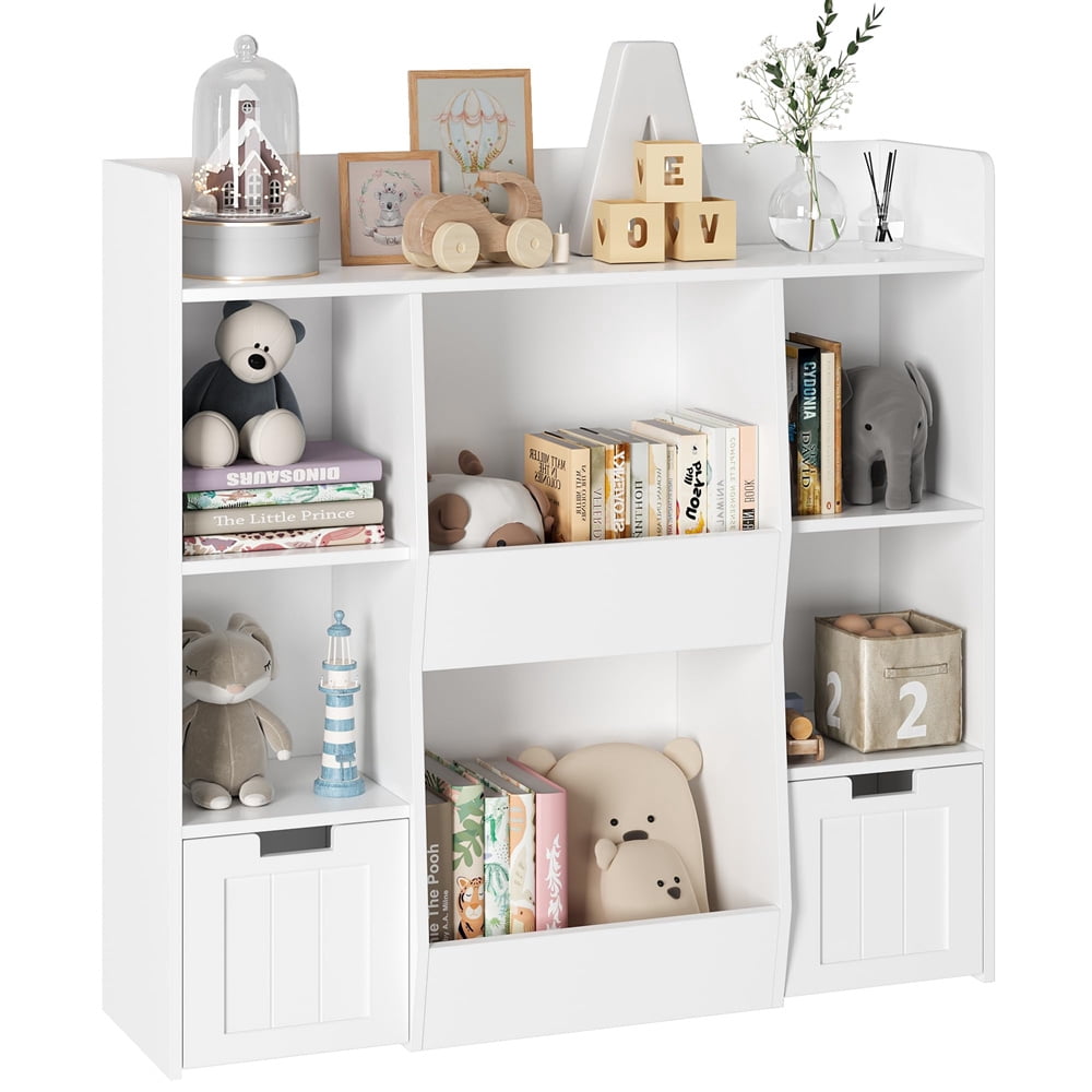 Large Toy Storage Organizer,Kid's Bookshelf with 2 Movable Drawers and ...