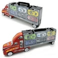 thumbnail image 1 of Large Toy Truck Transport Vehicle Set with 6 Metal Alloy Stylish Friction Powered Racing Cars for Toddlers, Kids, Children, 1 of 7