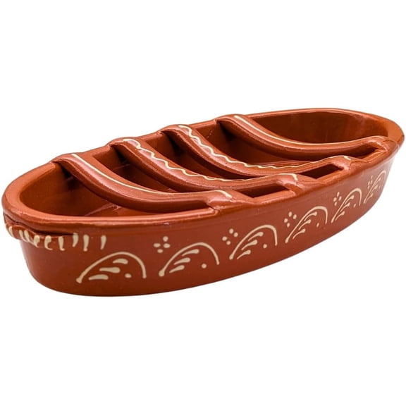 Large Traditional Portuguese Pottery Terracotta Clay Sausage Roaster Made in Portugal