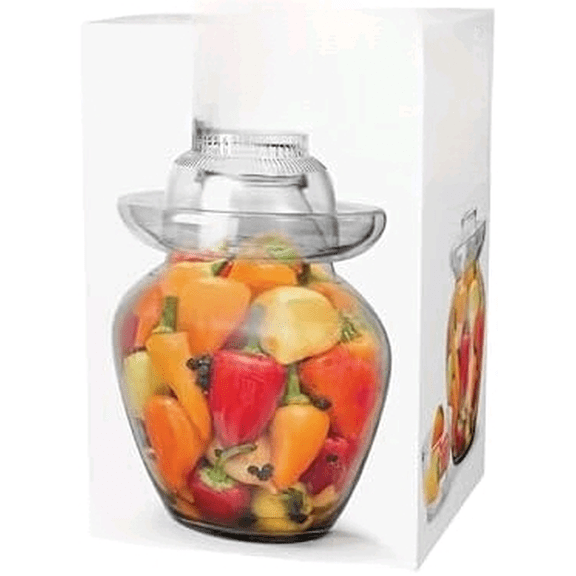 Large Traditional Sichuan Chinese Glass Fermenting Jar with Water Seal Airlock Lid, Glass Fermentation Crock for Pickling, Kimchi, Sauerkraut, and Fermentation (4.5 Liter, 155 Oz, 1.21 Gallons)