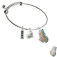 thumbnail image 1 of Large Translucent Pastel Flying Butterfly Lil Sister Heart Expandable Bangle Bracelet, 1 of 1