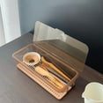 thumbnail image 1 of Large Transparent Flatware Tray Kitchen Drawer Organizer With Lid and Drainer - Plastic Kitchen Cutlery Tray and Utensil Storage Container with Cover - Dust-proof Dinnerware Holder, 1 of 6