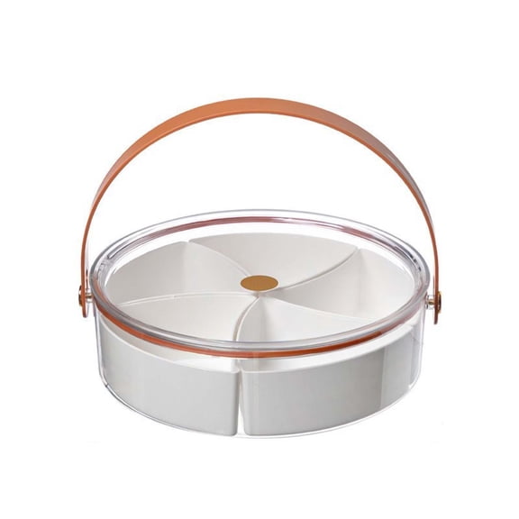 Large Transparent Fruit Tray with Compartment, Portable with Leather Handle, for Home Kitchen Living Room Party