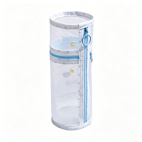 Large Transparent Mesh Pencil Case Pen Container - Holds 20+ Pens, Stand-Up Design, Breathable Polyester, Zipper & Snap Closure, 8.78 x 3.35 x 3.35 in, Multiple Color Options