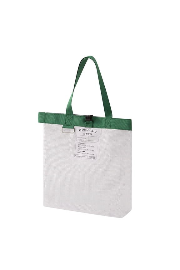 Large Transparent Waterproof Mesh Storage Tote Bag, 20L, Clear TPU Window, Reinforced Handles, Foldable, for Dorm, Locker, Gym, and Travel Organization