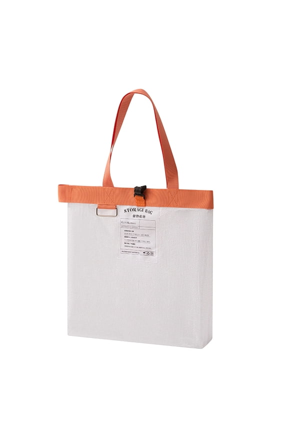 Large Transparent Waterproof Mesh Storage Tote Bag, 20L, Clear TPU Window, Reinforced Handles, Foldable, for Dorm, Locker, Gym, and Travel Organization