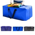 thumbnail image 1 of Large Transparent Woven Plastic Moving Bag, 73x37x34cm, Heavy Duty Storage Tote with Double Zipper, Blue, Reusable & Foldable Organizer, 1 of 6