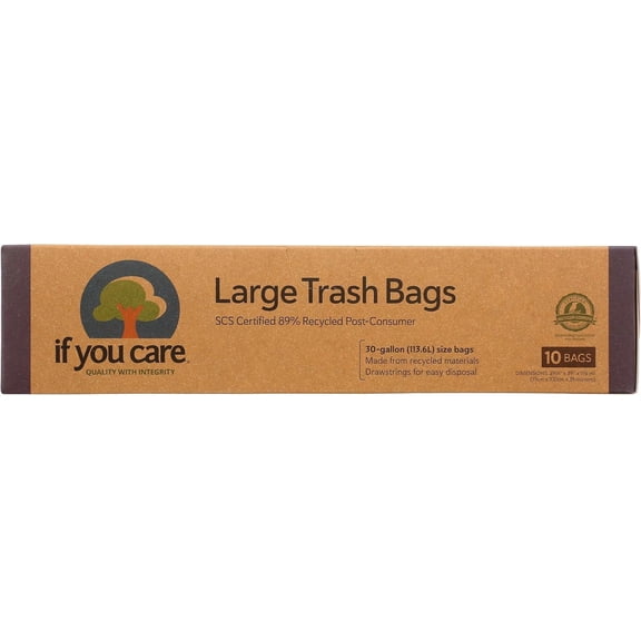 Large Trash Garbage Bags with Drawstring, Made of Recycled Material for Garbage and Waste, Heavy Duty  10 Count, 30 Gallon