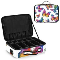 Large Travel Artist Makeup Bag With Adjustable Dividers &12 Brush Slots Portable Cosmetic Organizer Gorgeous Butterfly