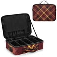 thumbnail image 1 of Large Travel Artist Makeup Bag With Adjustable Dividers &12 Brush Slots Portable Cosmetic Organizer Plaid in Dark Red, 1 of 7