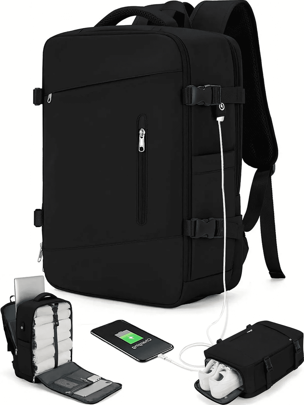 Travel Backpack For Men Vacuum Compression Travel Backpack - 30L Carry On With Pump, Flight Approved Compression Backpack For Travel Travel Backpack For Men Vacuum Compression Travel Backpack - 30L Carry On With Pump, Flight Approved Compression Backpack For Travel