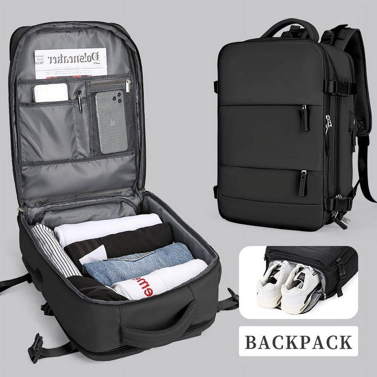 BJLFS Large Travel Backpack Women, Carry on Backpack,Hiking Backpack Waterproof Outdoor Sports Rucksack Casual Daypack School Bag Black, Adult Unisex
