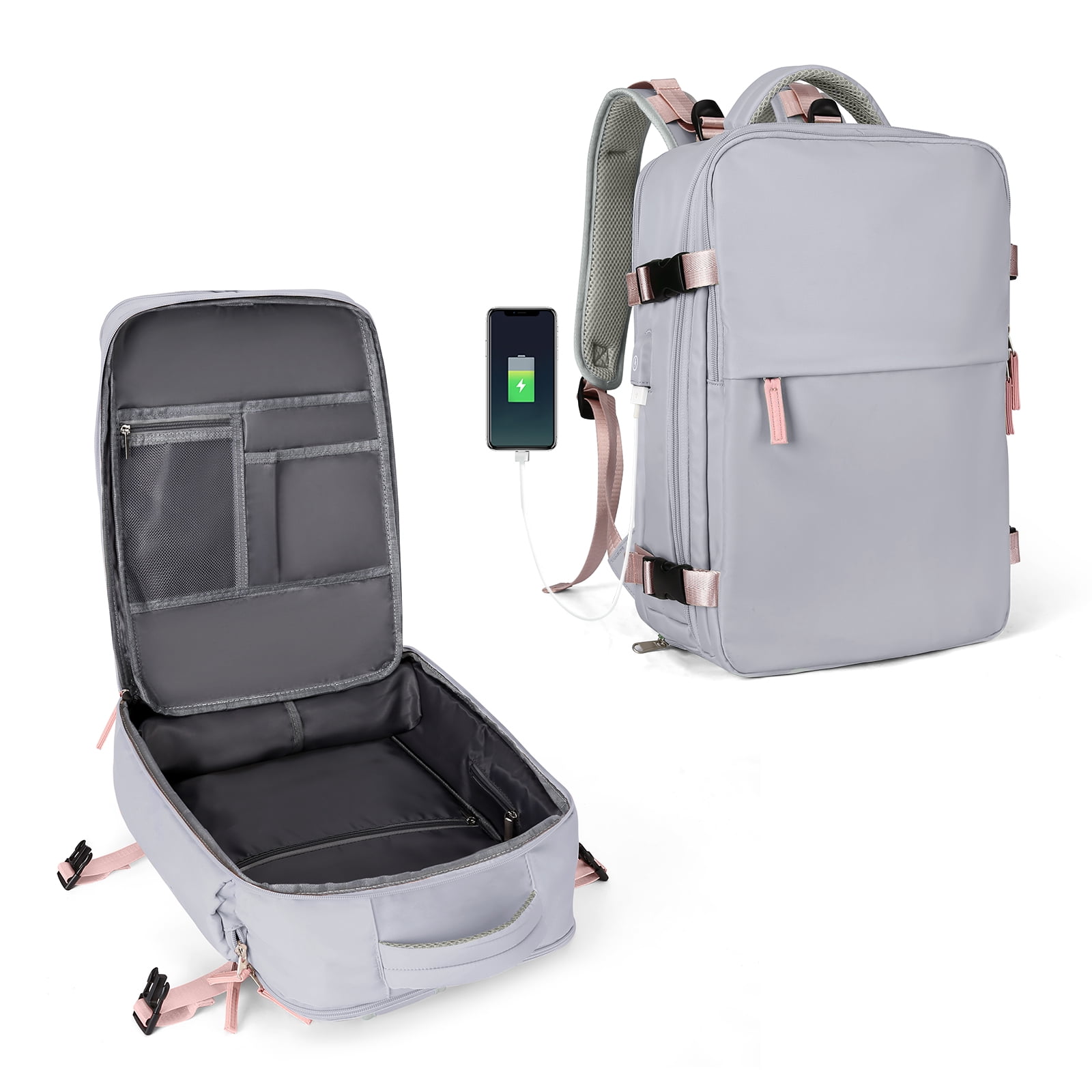 Travel Backpack For Women Men Airline Approved Carry On Backpack Flight Approved Waterproof Sports Luggage Backpack Casual Daypack Small Hiking Backpack Gray