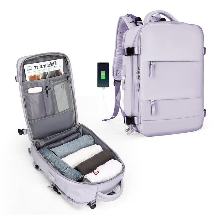 Purple Backpack Multifunctional Travel Bag Big Capactiy Backpack Shoulder  Bags for Women with Independent Shoes Pocket