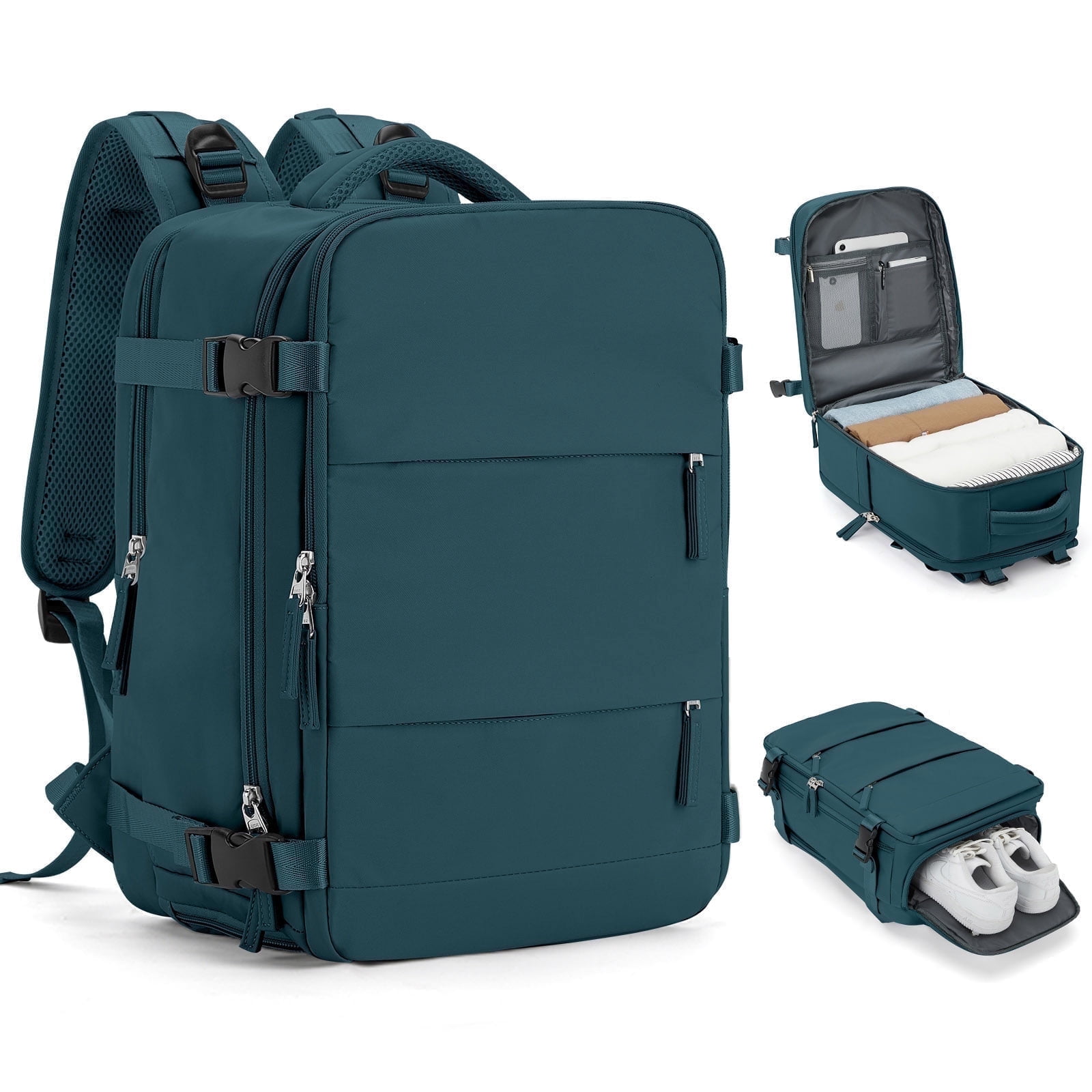 Large Travel Backpack for Women Men Airplane Approved, Carry on Backpack for Men Personal Item Travel Bag Carry on Flight, Waterproof Laptop Backpack Casual Daypack for Hiking with Shoes Compartment