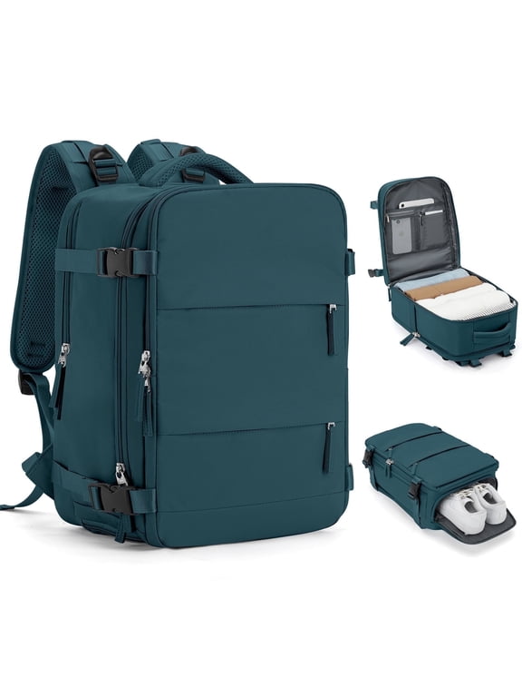 Large Travel Backpack for Women Men Airplane Approved, Carry on Backpack for Men Personal Item Travel Bag Carry on Flight, Waterproof Laptop Backpack Casual Daypack for Hiking with Shoes Compartment