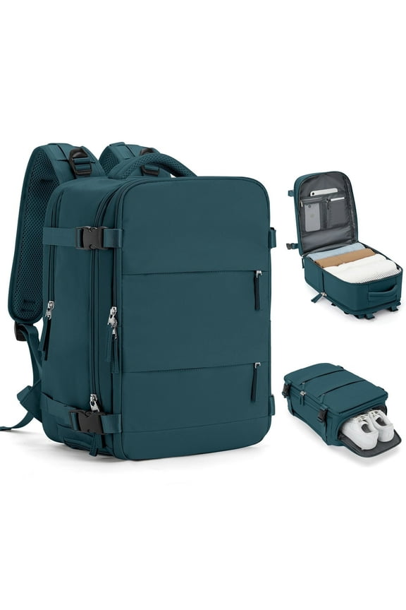 Large Travel Backpack for Women Men Airplane Approved, Carry on Backpack for Men Personal Item Travel Bag Carry on Flight, Waterproof Laptop Backpack Casual Daypack for Hiking with Shoes Compartment