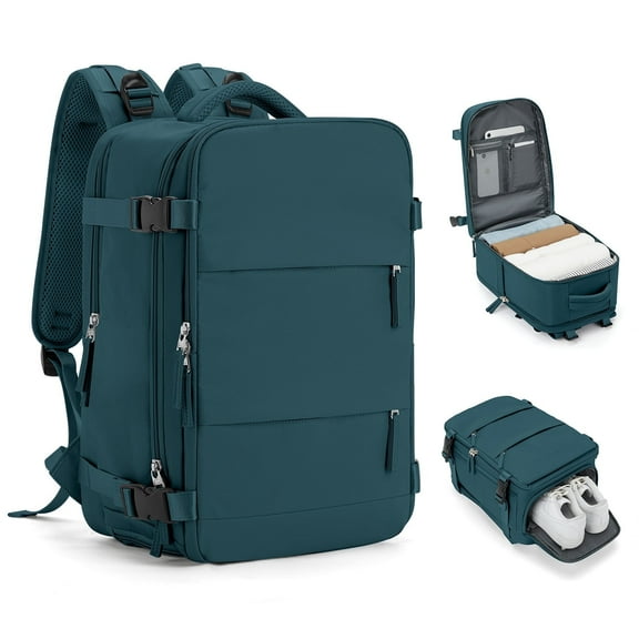 Large Travel Backpack for Women Men Airplane Approved, Carry on Backpack for Men Personal Item Travel Bag Carry on Flight, Waterproof Laptop Backpack Casual Daypack for Hiking with Shoes Compartment