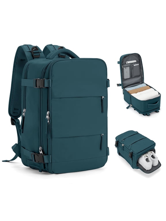 Large Travel Backpack for Women Men Airplane Approved, Carry on Backpack for Men Personal Item Travel Bag Carry on Flight, Waterproof Laptop Backpack Casual Daypack for Hiking with Shoes Compartment