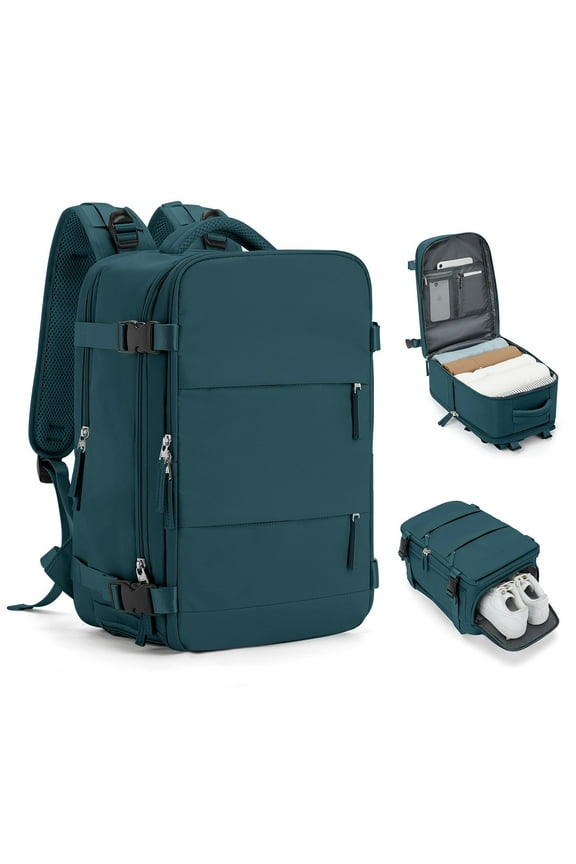 Large Travel Backpack for Women Men Airplane Approved, Carry on Backpack for Men Personal Item Travel Bag Carry on Flight, Waterproof Laptop Backpack Casual Daypack for Hiking with Shoes Compartment