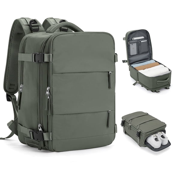 Large Travel Backpack for Women Men Airplane Approved, Carry on Backpack for Men Personal Item Travel Bag Carry on Flight, Waterproof Laptop Backpack Casual Daypack for Hiking with Shoes Compartment
