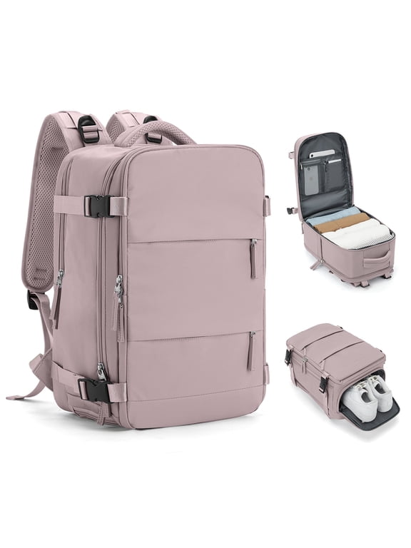 Large Travel Backpack for Women Men Airplane Approved, Carry on Backpack for Men Personal Item Travel Bag Carry on Flight, Waterproof Laptop Backpack Casual Daypack for Hiking with Shoes Compartment
