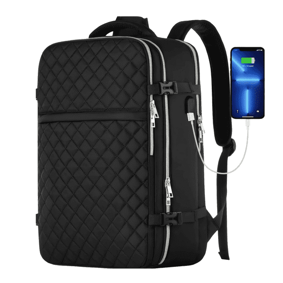 Travel Backpack For Women And Men, 40L Flight Approved Carry On Bag, Water Resistant Large Casual Daypack Fit 17 Inch Laptop with USB Charging Port, The Best Gift Choice