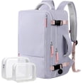 thumbnail image 1 of Large Travel Backpack for Women as Person Item Flight Approved,  35L Carry  Backpack, 17 Inch Laptop Backpack for Business Bag with 2 Toiletry Bags (Gray Purple), 1 of 7