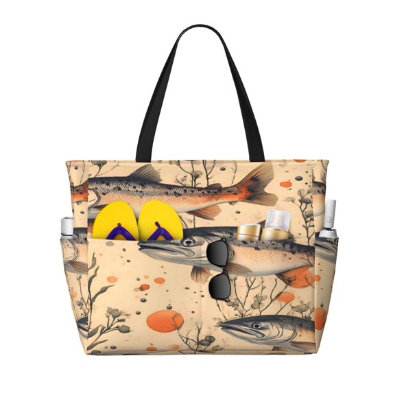 Large Travel Bag Waterproof Beach Bag Lightweight Oversized Tote For The Pool, Gym, Or Overnight Trips, Foldable Carryall The Fish In The Sea