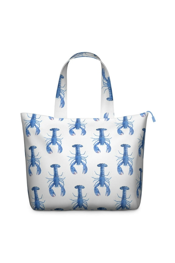 Large Travel Bag with Lobster and Seafood Prints, Lightweight Nautical Weekender Bag for Women’s Coastal Beach and Tropical Trips